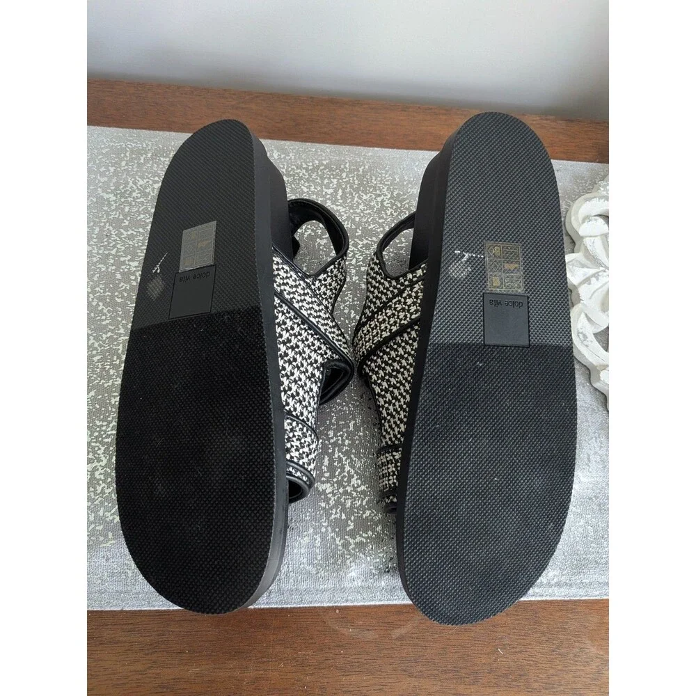 Dolce Vita Shelli Sandals Womens 9.5 Black Bridge Raffia Buckle Casual Shoes NEW - Picture 7 of 10